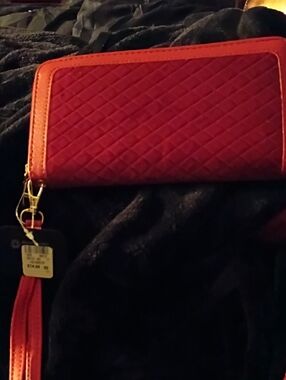 Avenue Quilted Red Wristlet Clutch with Tassel